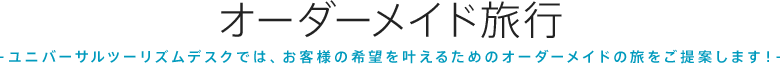 オーダーメイド旅行　ユニバーサルツーリズムデスクでは、お客様の希望を叶えるためのオーダーメイドの旅をご提案します！