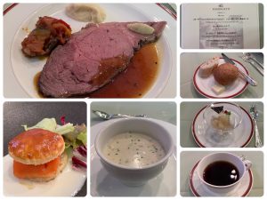 昼食一例（イメージ）※コース料理の内容やメインのお肉は代わることがございます。