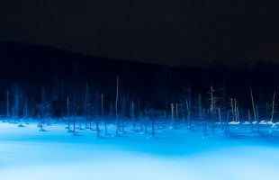 青い池のライトアップ（イメージ）